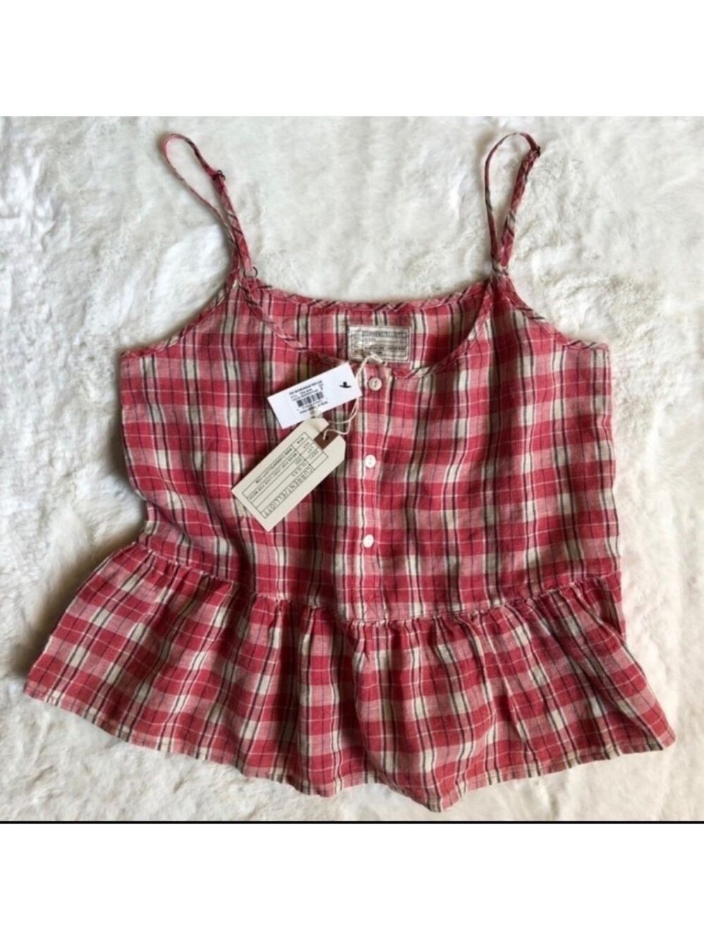 Current/Elliott Workwear Plaid Peplum Tank